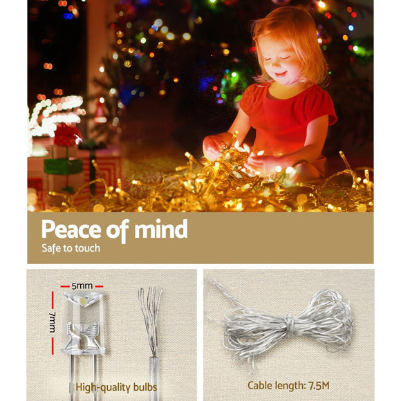 12.5M Christmas Lights Solar Icicle String Light Warm White Jingle Jollys - RnR Galore