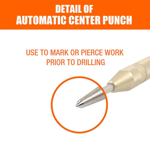 125mm/5" Automatic Centre Punch Adjustable Spring Loaded Metal Drill Tool Glod - RnR Galore