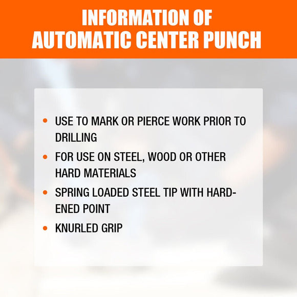 125mm/5" Automatic Centre Punch Adjustable Spring Loaded Metal Drill Tool Glod - RnR Galore
