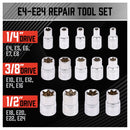 14Pc E Torx Socket Set Female Start Bit External Hex Torque E4 - E24 With Case - RnR Galore