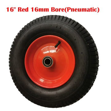16" Red 16mm Bore(Pneumatic) Tire Steel Rim for Hand Trolley Cart - RnR Galore