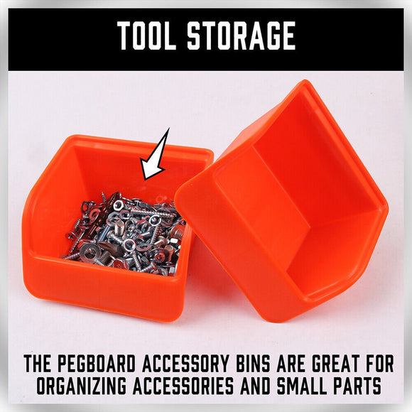 16Pc Pegboard Bins Peg Board Parts Storage With Steel Hooks Tools Organiser Tray - RnR Galore