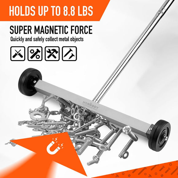 17inch Telescoping Magnetic Sweeper Magnet Broom Rolling Pick Up 8.8Lbs Portable - RnR Galore