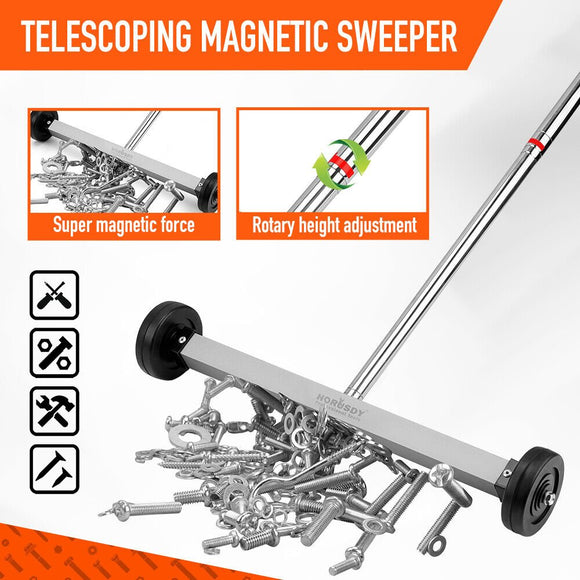 17inch Telescoping Magnetic Sweeper Magnet Broom Rolling Pick Up 8.8Lbs Portable - RnR Galore