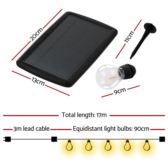 17m Solar Festoon Lights Outdoor LED String Light Christmas Decorations 2pcs - RnR Galore