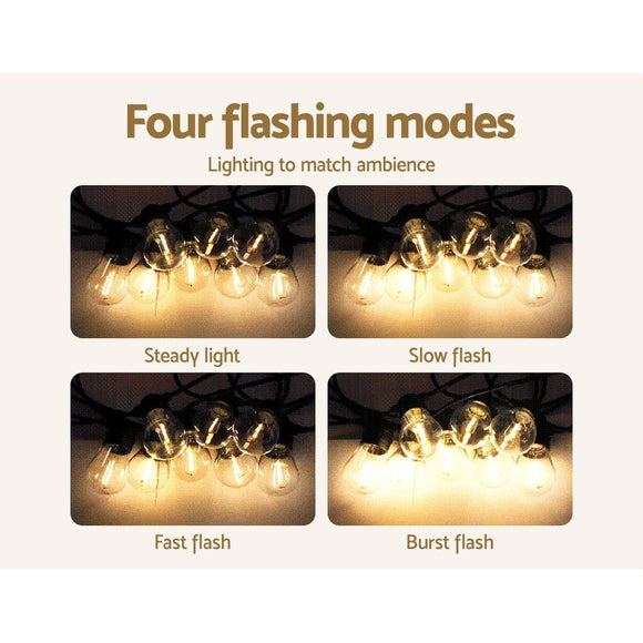 17m Solar Festoon Lights Outdoor LED String Light Christmas Party Decor 2pcs - RnR Galore