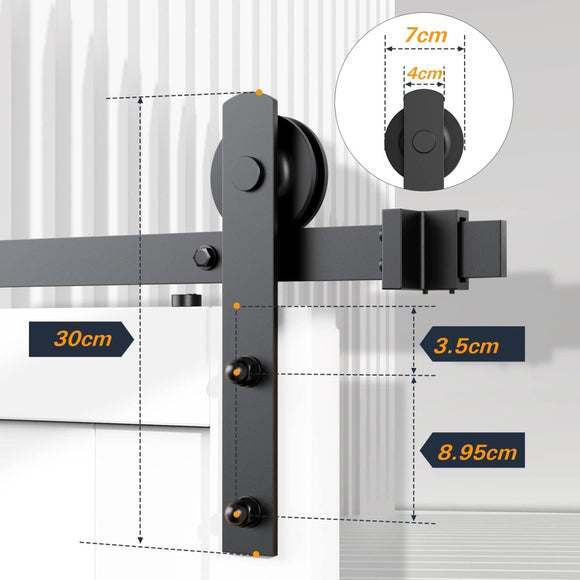 1.8m Heavy Duty Sliding Barn Single Door Hardware Kit Damper Track Rail Roller System - RnR Galore