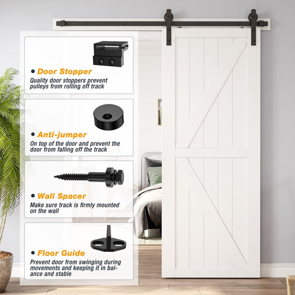 1.8m Heavy Duty Sliding Barn Single Door Hardware Kit Damper Track Rail Roller System - RnR Galore