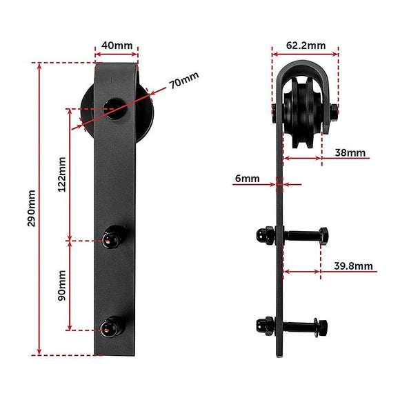 1.8m Sliding Barn Door Hardware Heavy Duty Sturdy Kit - RnR Galore
