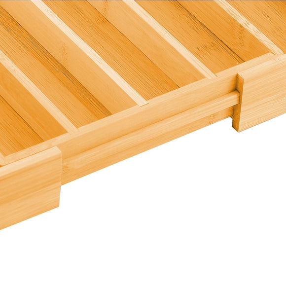 2 Pack Large Capacity Bamboo Expandable Drawer Organizer with Knife Block Holder for Home Kitchen Utensils - RnR Galore