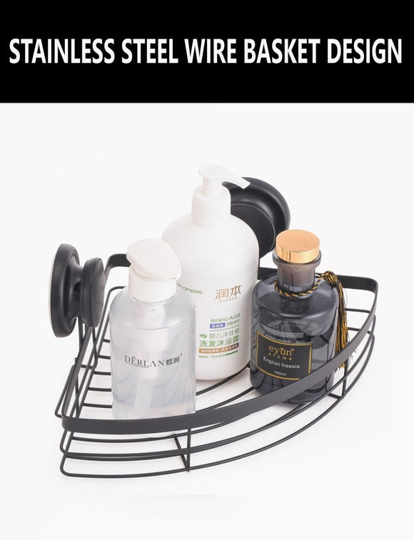 2 Pack Round Corner Shower Caddy Shelf Basket Rack with Premium Vacuum Suction Cup No - Drilling for Bathroom and Kitchen - RnR Galore