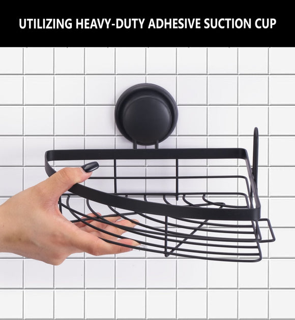 2 Pack Round Corner Shower Caddy Shelf Basket Rack with Premium Vacuum Suction Cup No - Drilling for Bathroom and Kitchen - RnR Galore