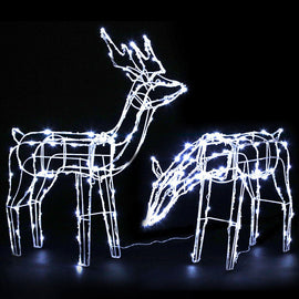 2 PCS Christmas Lights Reindeers 200 LED Decorations Jingle Jollys - RnR Galore