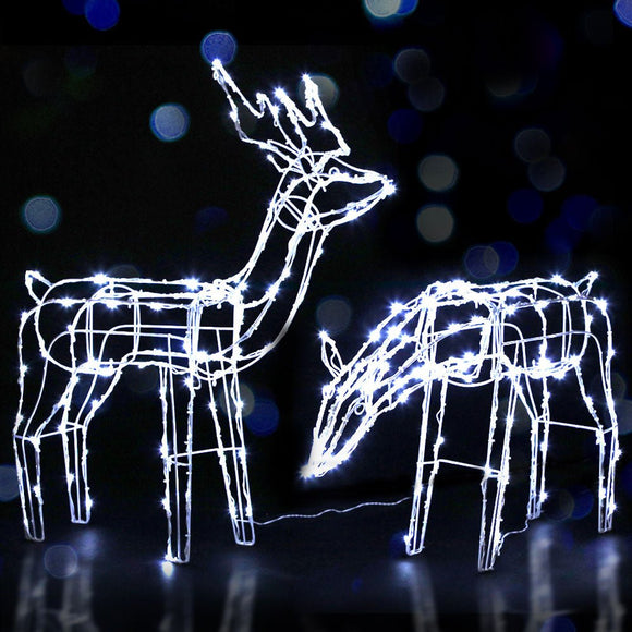 2 PCS Christmas Lights Reindeers 200 LED Decorations Jingle Jollys - RnR Galore