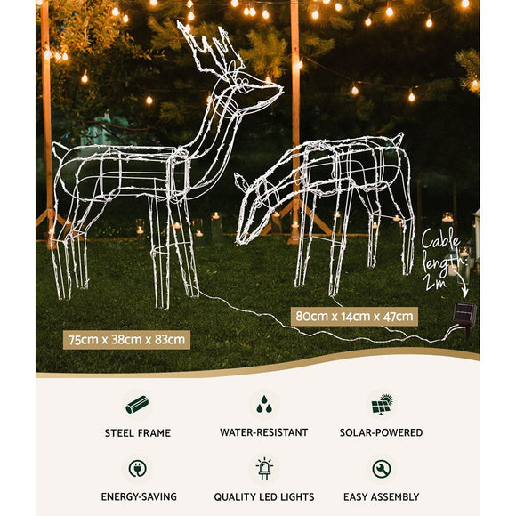 2 PCS Christmas Lights Reindeers 200 LED Decorations Jingle Jollys - RnR Galore
