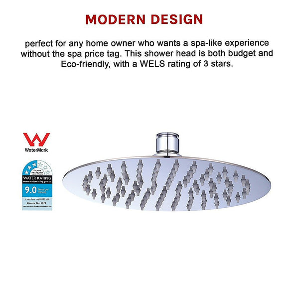 200mm Shower Head Round 304SS Polished Chrome Finish - RnR Galore
