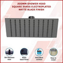 200mm Shower Head Square 304SS Electroplated Matte Black Finish - RnR Galore