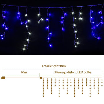 20M Christmas Lights Icicle Light 800 LED Blue White Decor Jingle Jollys - RnR Galore