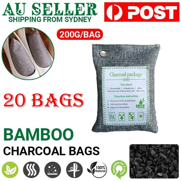 20PCS Air Purifying Bags Activated Bamboo Charcoal Freshener for Car Home Shoes 200g - RnR Galore