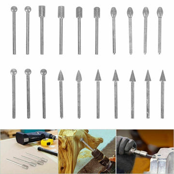 20pcs Diamond Grinding Heads Mini Drill Burrs Bit Set 3mm Shank for Rotary Tool - RnR Galore