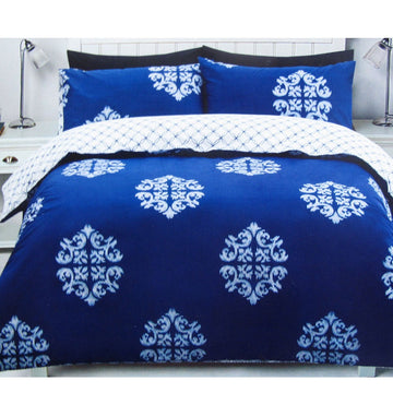 225TC Geo Damask Cotton Rich Easy Care Quilt Cover Set Queen - RnR Galore