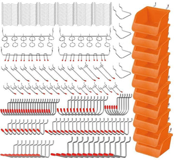 238Pc Pegboard Hooks Set Peg board Bins Parts Storage Assortment Tools Organiser - RnR Galore