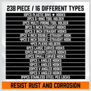 238Pc Pegboard Hooks Set Peg board Bins Parts Storage Assortment Tools Organiser - RnR Galore