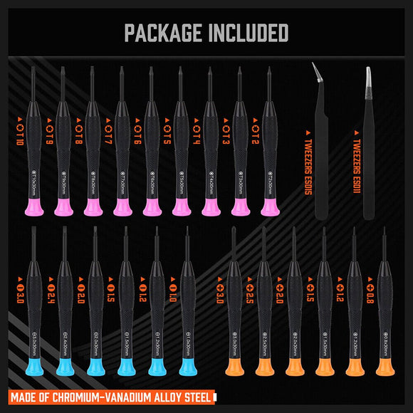 24 - Piece Magnetic Precision Screwdriver Set - Small Screwdrivers for Eyeglasses, Phones, Watches Electronics Repair - RnR Galore