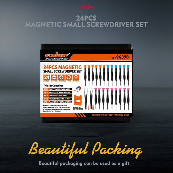 24 - Piece Magnetic Precision Screwdriver Set - Small Screwdrivers for Eyeglasses, Phones, Watches Electronics Repair - RnR Galore