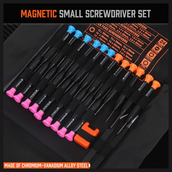 24 - Piece Magnetic Precision Screwdriver Set - Small Screwdrivers for Eyeglasses, Phones, Watches Electronics Repair - RnR Galore