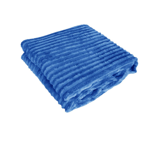 240GSM Corduroy Striped Throw Rug Blue - RnR Galore