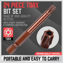 24Pc Torx Bit Set Star Head Screwdriver Bit Long Security Temper Proof T5 - T40 - RnR Galore