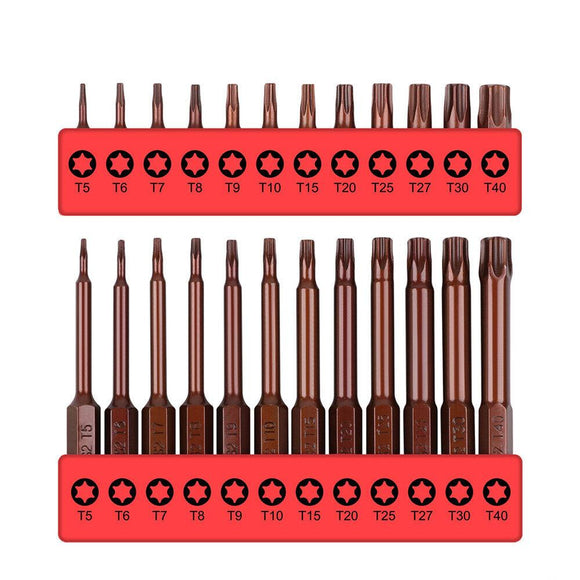 24Pc Torx Bit Set Star Head Screwdriver Bit Long Security Temper Proof T5 - T40 - RnR Galore