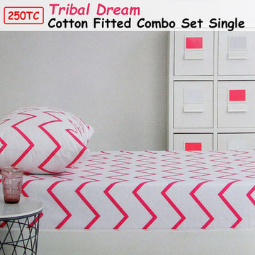 250TC Tribal Dream 100% Cotton Fitted Combo Set Single - RnR Galore