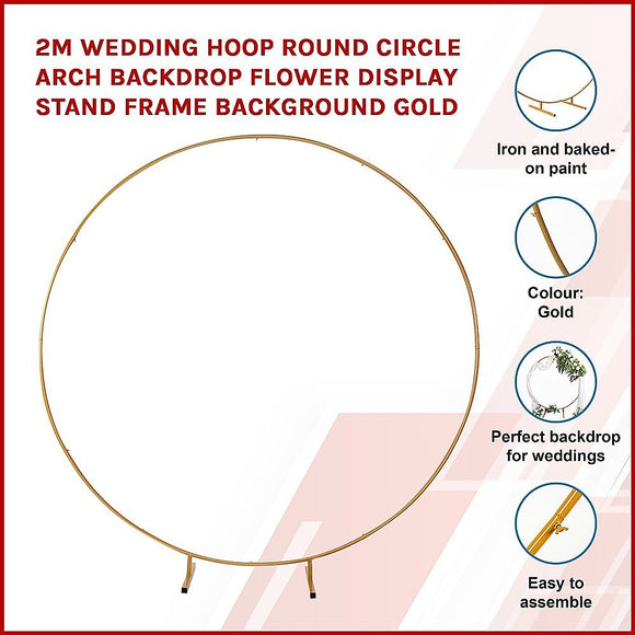 2M Wedding Hoop Round Circle Arch Backdrop Flower Display Stand Frame Background - RnR Galore