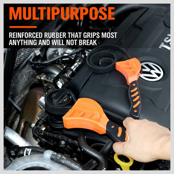 2Pc Adjustable Strap Wrench Rubber Belt Spanner Multi - Purpose Jar Opener Filter - RnR Galore