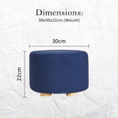 2X Fabric Ottoman Round Wooden Leg Foot Stool - DARK BLUE - RnR Galore