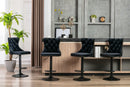 2x Height Adjustable Swivel Bar Stool Velvet Nailhead Barstool with Footrest - RnR Galore