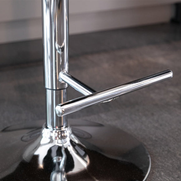 2x Height Adjustable Swivel Bar Stool Velvet Studs Barstool with Footrest and Chromed Base - Black - RnR Galore