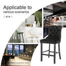 2X Velvet Bar Stools with Studs Trim Wooden Legs Tufted Dining Chairs Kitchen - RnR Galore