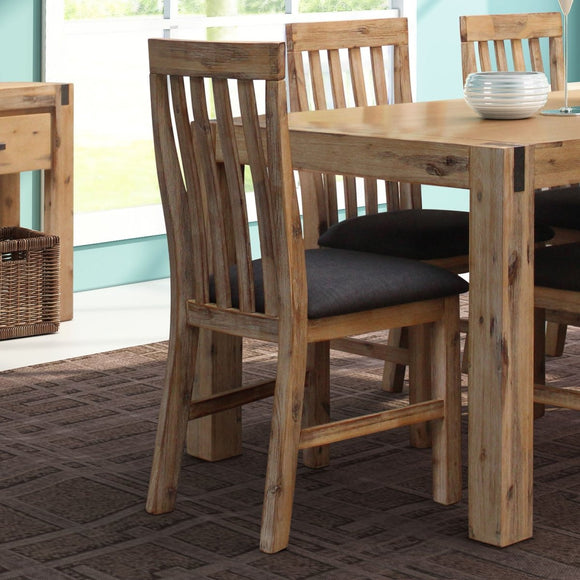 2x Wooden Frame Leatherette in Solid Wood Acacia & Veneer Dining Chairs in Oak Colour - RnR Galore