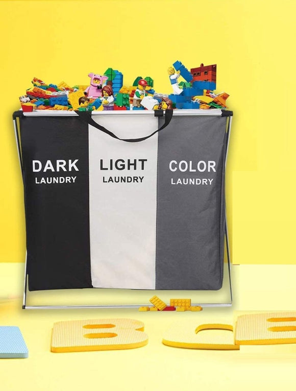 3 in 1 Large 135L Laundry Clothes Hamper Basket with Waterproof bags and Aluminum Frame (Multi) - RnR Galore