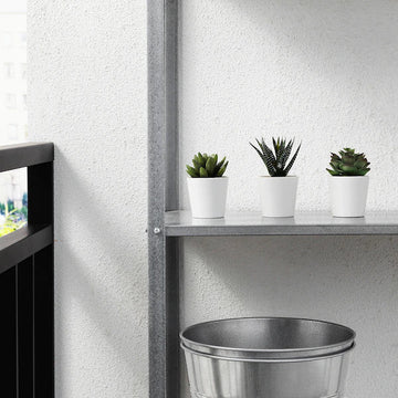 3 Pack of Artificial Succulent Potted Plants in White Plastic 6cm Pot Interior Decoration - RnR Galore