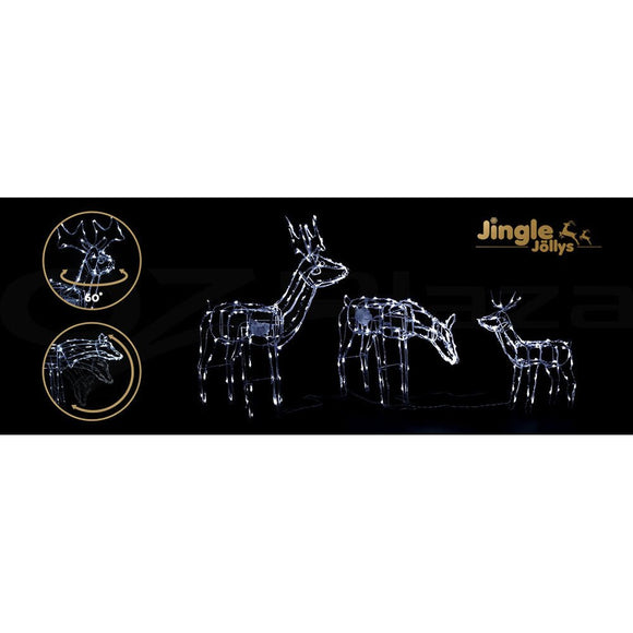 3 PCS Christmas Lights Reindeers 250 LED Decorations Jingle Jollys - RnR Galore