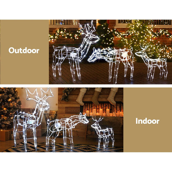 3 PCS Christmas Lights Reindeers 250 LED Decorations Jingle Jollys - RnR Galore