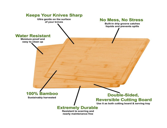 3 Pieces Bamboo Cutting Board with Juice Groove and Mobile Holder included for Home Kitchen - RnR Galore