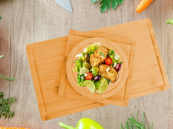 3 Pieces Bamboo Cutting Board with Juice Groove and Mobile Holder included for Home Kitchen - RnR Galore