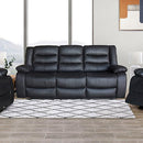 3 Seater Recliner Sofa In Faux Leather Lounge Couch in Black - RnR Galore