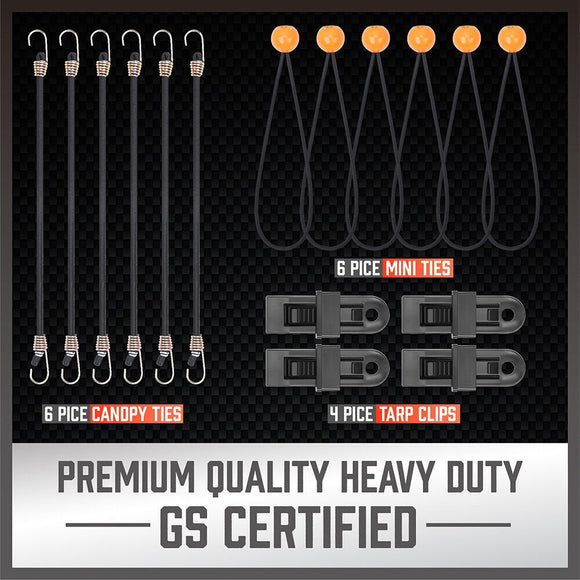 30 - Piece Premium Bungee Cord Assortment Includes 10” to 40” Bungee Cords, Canopy Ties & Tarp Clips - RnR Galore