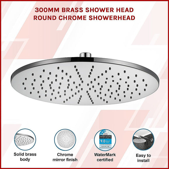 300mm Brass Shower Head Round Chrome Showerhead - RnR Galore